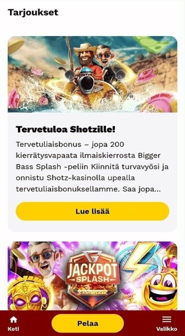 Shotz Casinon bonustarjousten osio