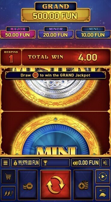 A screen grab of a re-spin in the Hold the Jackpot bonus in One Coin.