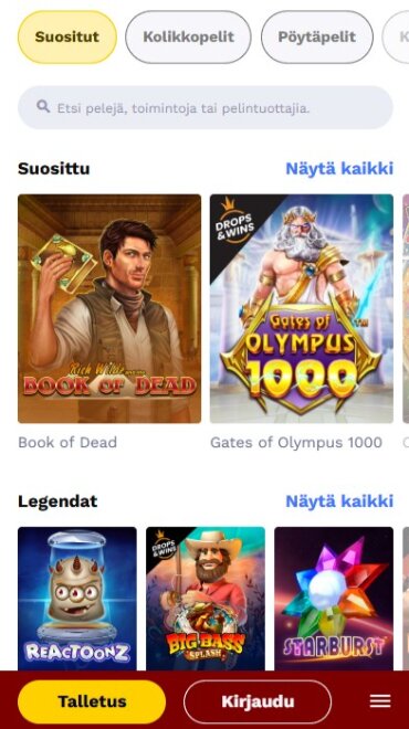 Shotz Casinon perinteisen kasino-osion aula