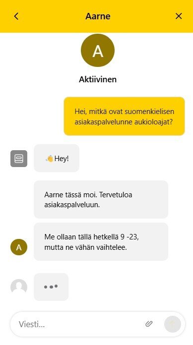 Tällaisessa ikkunassa asioidaan Shotz Casinon asiakastuen kanssa