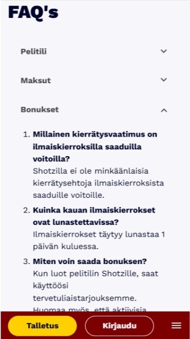 Shotz Casinon usein kysytyt kysymykset
