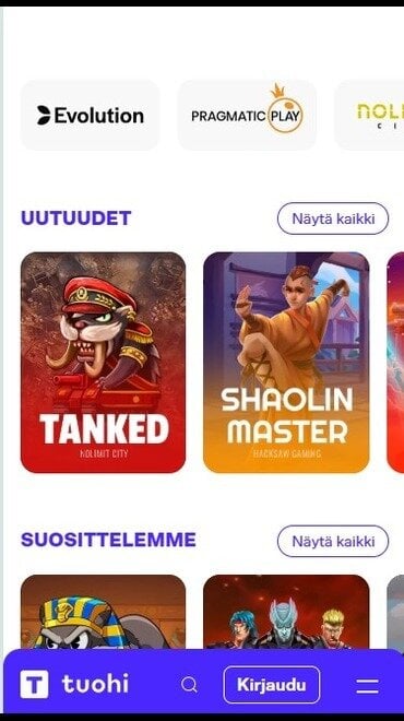 Näkymä kolikkopeliaulasta