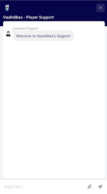 A screengrab of the Vauhdikas Casino live chat