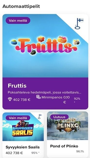 Fruttis käynnistysvalikko veikkaus kasinolla