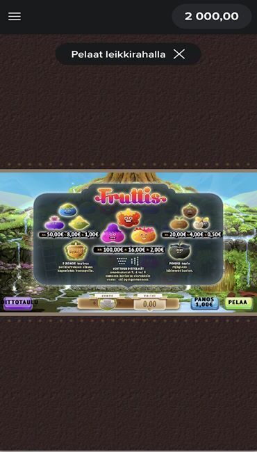 Fruttis-kolikkopelin voittoluokat