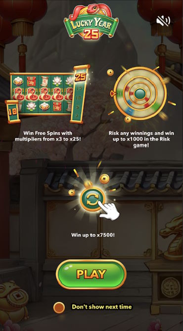 The home screen of the Lucky Year 25 slot