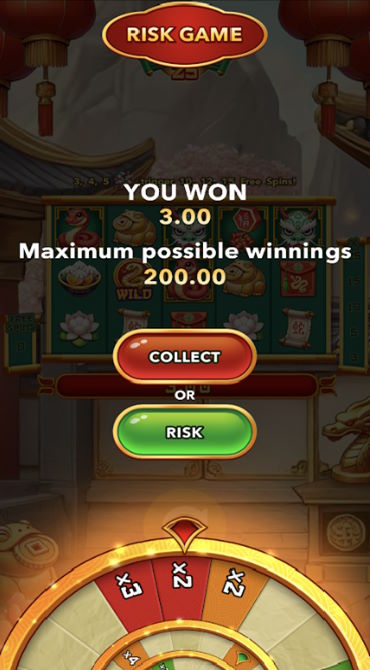 Lucky Year 25 Risk Game after a winning spin