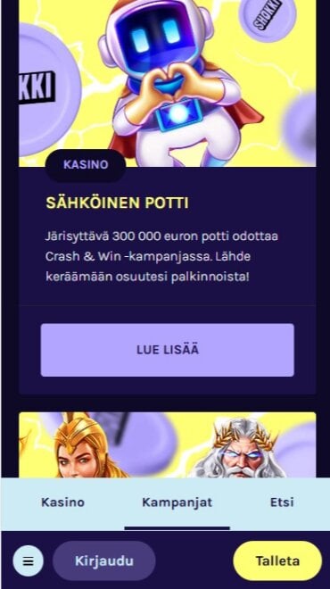 Shokki Casino kampanjat – Bonustarjousten ja kampanjoiden osio Shokki Casinolla