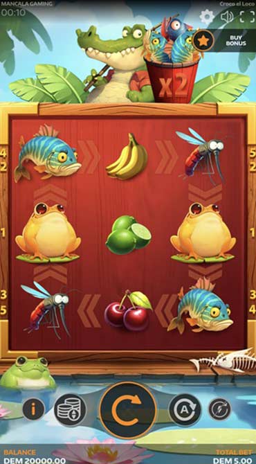 View our screenshot of Mancala Gaming's critter-themed Croco el Loco slot