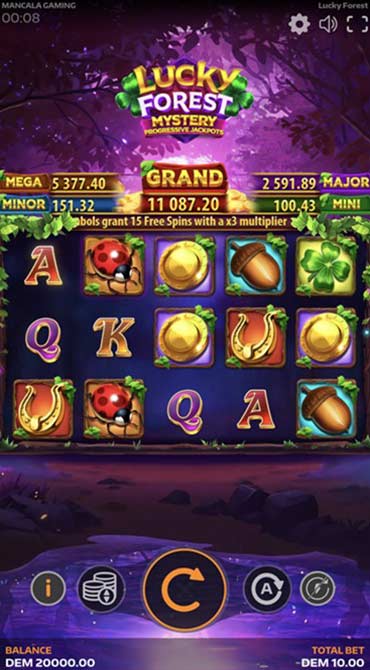 A screenshot of Mancala Gaming's newest slot Lucky Forest