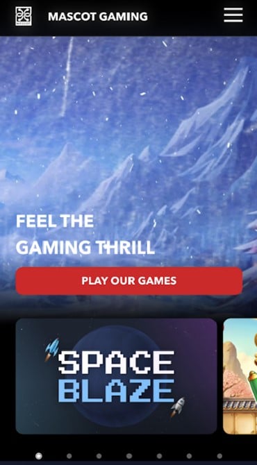 This screenshot displays the Mascot Gaming homepage