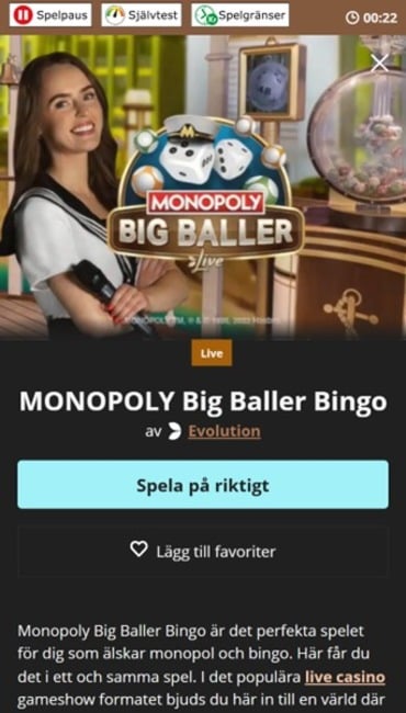 Casinot erbjuder bingospel inspirerat av det klassiska sällskapspelet monopol.