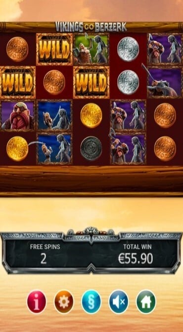 Vikings Go Berzerk Feature - The Ragnarök Free Spins feature in Vikings Go Berzerk, showing existing Wilds and Vikings battling sirens