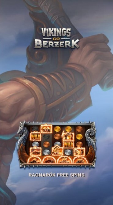 Vikings Go Berzerk Intro Page - Vikings Go Berzerk intro page showing the Ragnarök Free Spins feature
