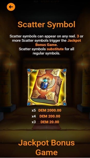 The scatter/wild symbol used in Book of Wealth III, represented by a golden book Text explains that it substitutes for other regular symbols and can trigger the jackpot game.