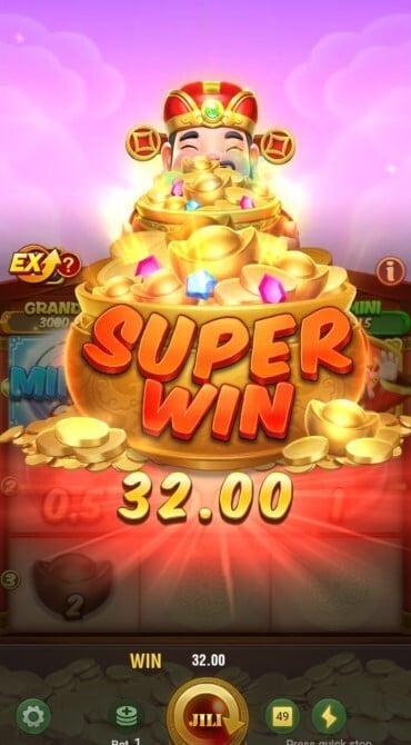 Super Win animation on the Money Pot slot game.