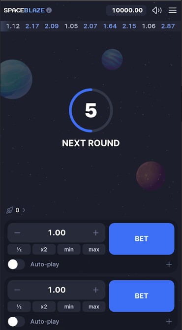 Screenshot showing a standard round of Space Blaze being played