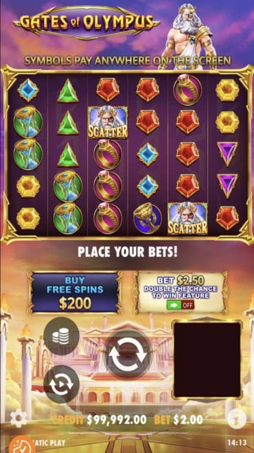 Popular high volatility slot, Gates of Olympus