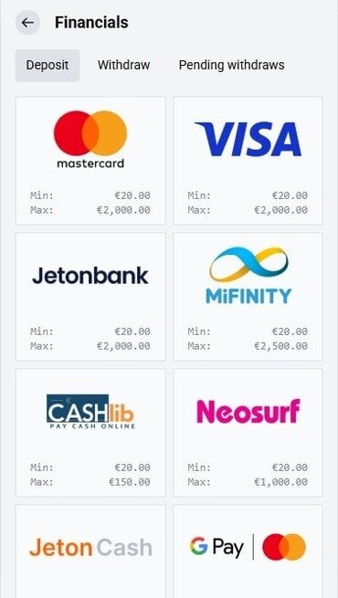 Payment processors that work with Lucky Trunk, including popular names like Mastercard, VISA, and Google Pay.