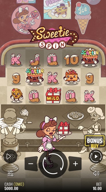 Discover Pixmove's new Sweetie Spin slot game, with its 5x3 reel grid set within an old-school American diner.