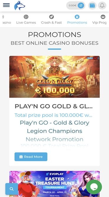 Find the latest welcome casino packages for new players at Wolfy Casino, as well as ongoing slot tournaments and reload bonuses.