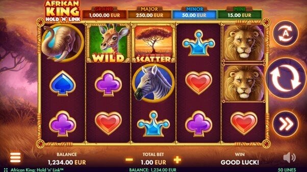 Embark on an African safari slot adventure in this 5x3 reel game, complete with four fixed jackpots.