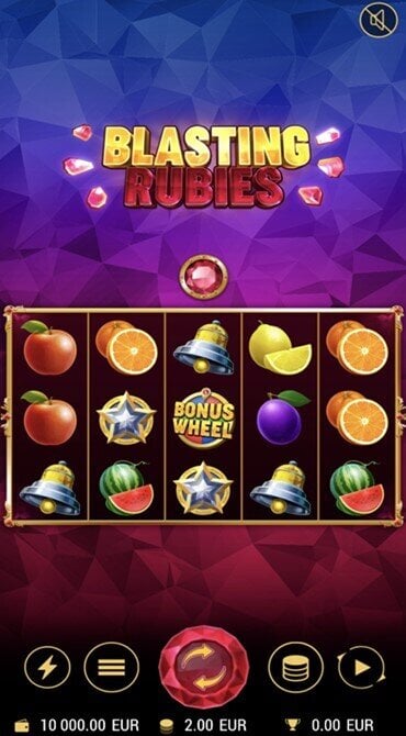 Feast your eyes on the reel grid of BF Games' Blasting Rubies slot, which is another gem-based slot adventure.