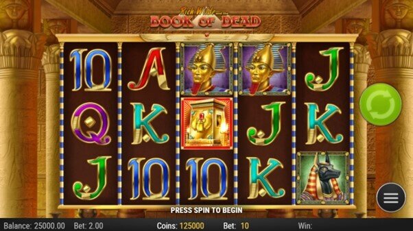 Set foot to the entrance of an ornate Ancient Egyptian tomb in the 5x3 reel, Indiana Jones-inspired Book of Dead.