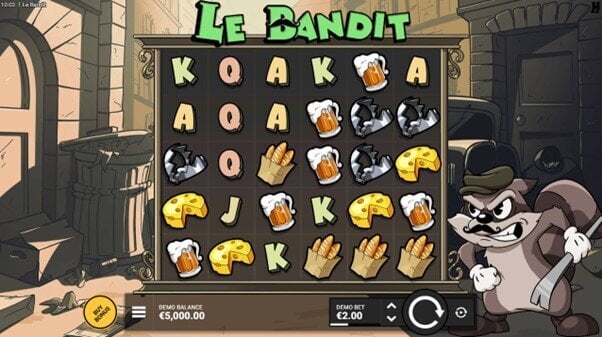 This comic book-style slot oozes Parisian flair, with a fun 6x5 reel grid featuring Smokey Le Bandit himself beside the reels.