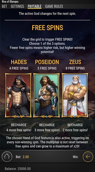 Choose between these three Greek gods offering different types of Free Spins offers.
