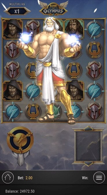 The almighty Zeus also appears as a Hand of God reel modifier, removing two types of base game symbols from view.