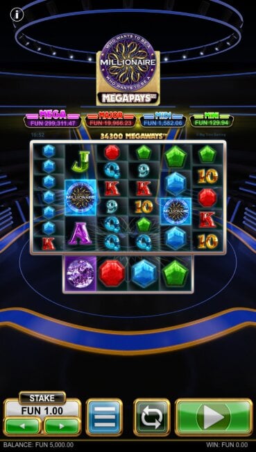 Skjermbilde av spilleautomaten Who wants to be a Millionaire Megapays