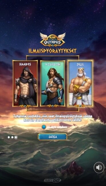 Rise of Olympuksen aloitusnäkymä