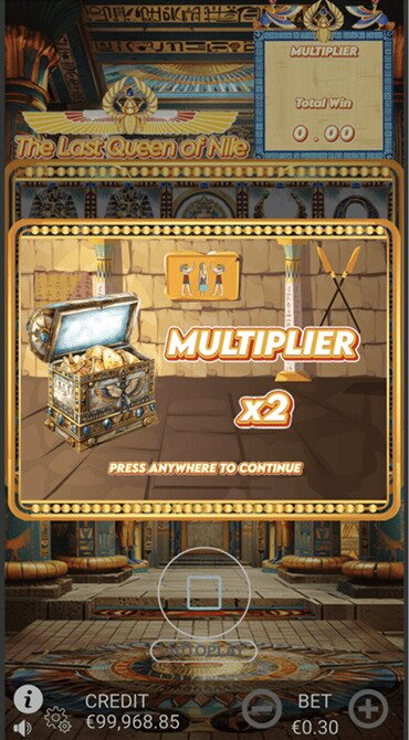 Buy directly into The Last Queen of Nile’s Free Spins feature at a cost of 100x your usual spin.