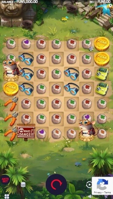 A still from Magawa vs Mines, an animal slot inspired by the mine-hunting rats of Cambodia.