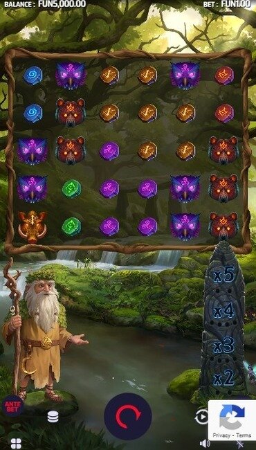 A still from Slammer Studios’ Mystic Multipliers, a magical nature slot inspired by the druids of ancient Celtic culture.