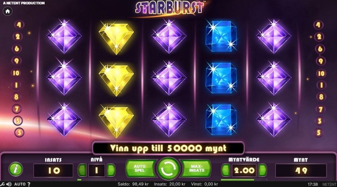 En bild på sloten Starburst från NetEnt