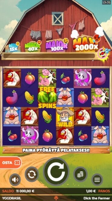 Tältä Dick the Farmerin peruspeli näyttää