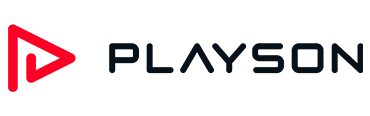 Playson logo has a red symbol and black text saying "Playson"