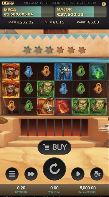 Explore the dusty six-reel game grid in Relax's new Wild Chapo 2 Dream Drop slot.