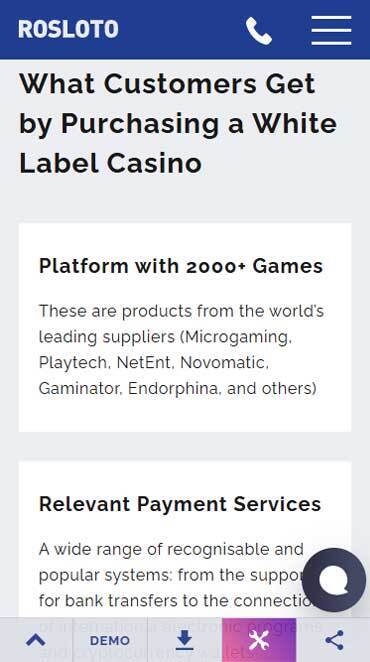 Rosloto's white label casino option is a way to start a casino quickly