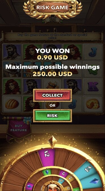 Risk your initial winnings in a wheel-based risk game in the Friar Tuck’s Inn slot.