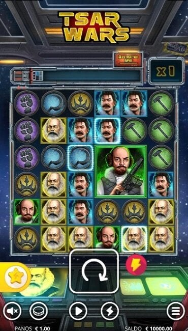 Tältä näyttää Tsar Wars -peruspelin ruudukko