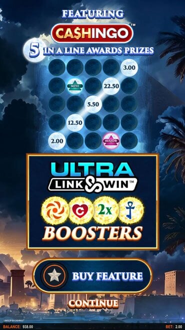 Links of Ra Cashingo Start Screen Showing Features