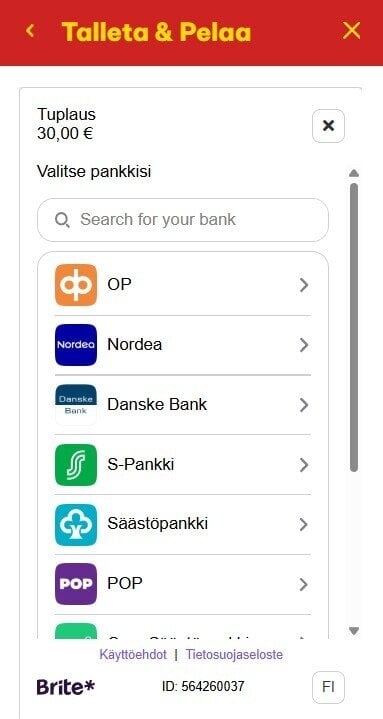 Tuplaus.comissa talletuksen tekeminen johtaa tällaiseen näkymään