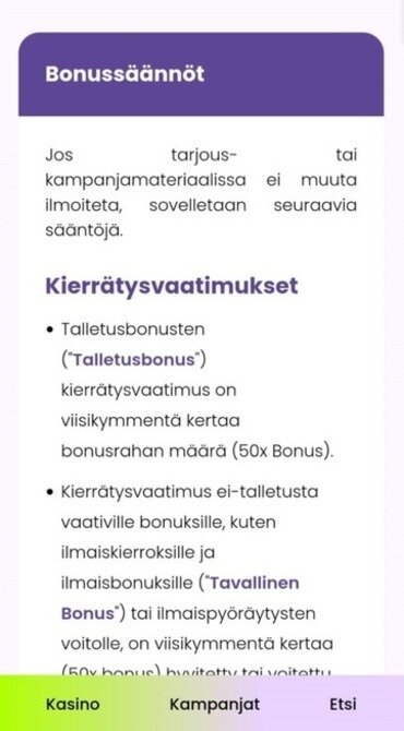 kuvakaappaus Rullat-kasinon bonussäännöistä