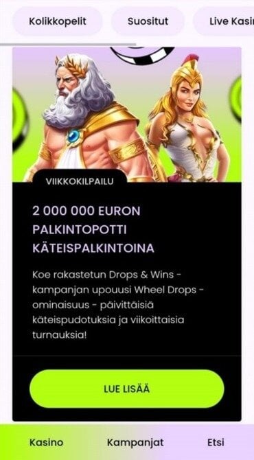 kuva Rullat nettikasinon Drops & Wins -kampanjan esittelystä