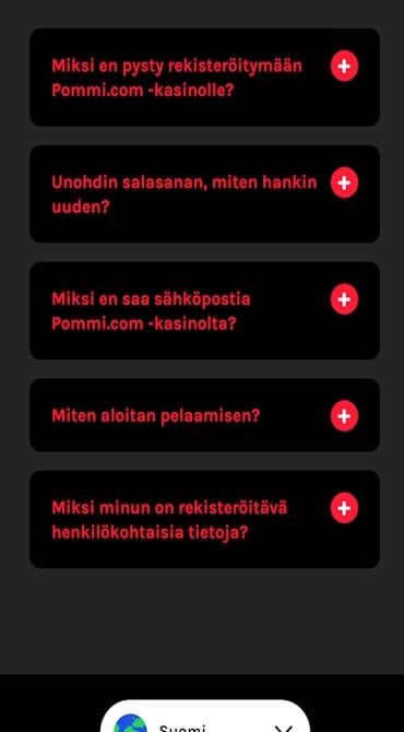 Usein kysyttyjä kysymyksiä Pommi casinolla, kuten miten toimia jos unohdat salasanan.
