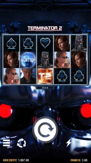 Kulttielokuvasta kehitetyn Terminator 2 -kolikkopelin peruspelinäkymä