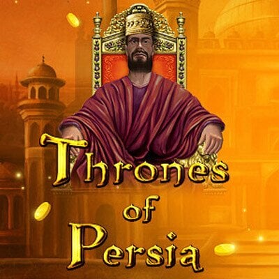 A still from Thrones of Persia, with its reels suspended high above the dense Persian cityscape.